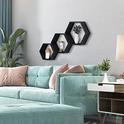 Hexagon Shelves,Floating Wall Shelf,Honeycomb Octagon Cube Shelves Wood