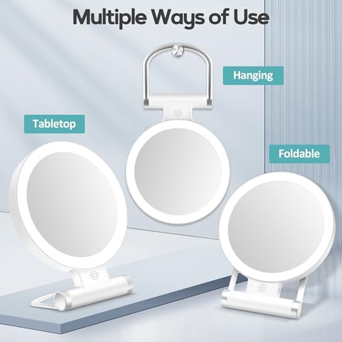 B Beauty Planet Magnifying Mirror with Light 30X, Double-Sided 1X/ 30X Magnifying Makeup Mirror with Tweezer, 2000mAh 3 Colour Modes with Adjustable Brightness,Foldable Travel Mirror(9" L x 7" W)