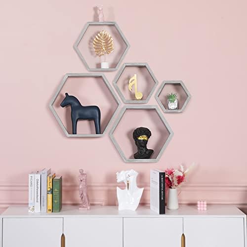 Hexagon Shelves,Floating Wall Shelf,Honeycomb Octagon Cube Shelves Wood