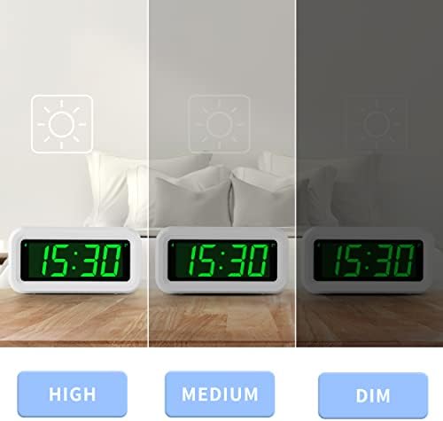 KWANWA 1.2 Inch Large Display Digital Alarm Clock for Kids & Adults, Dimmable LED Clock with Adjustable Brightness, Easy Snooze, Battery Operated Cordless Desk Clock for Bedroom, Kitchen