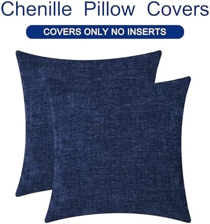 CaliTime Decorative Couch Throw Pillow Covers 18 X 18 Inches Navy Blue