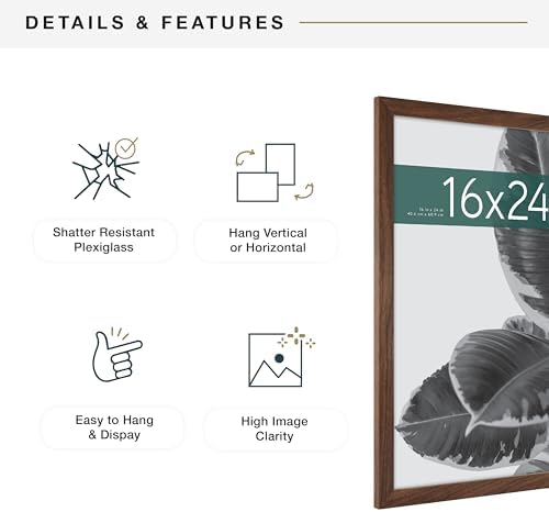 MCS Studio Gallery Poster Frame, 16x24, Walnut Woodgrain