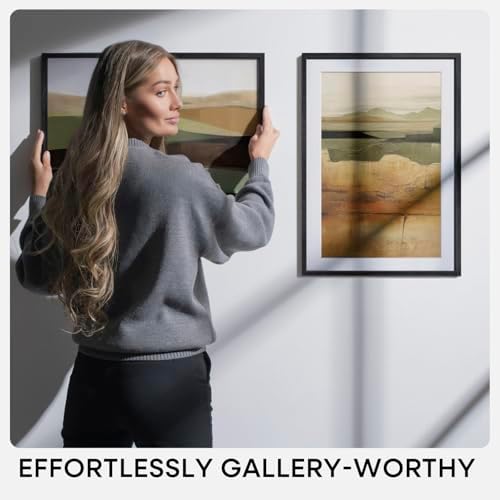 Homeforia 12x18 Black Oak Picture Frame, High-End Wood, 8.5x11 Mat, Glass