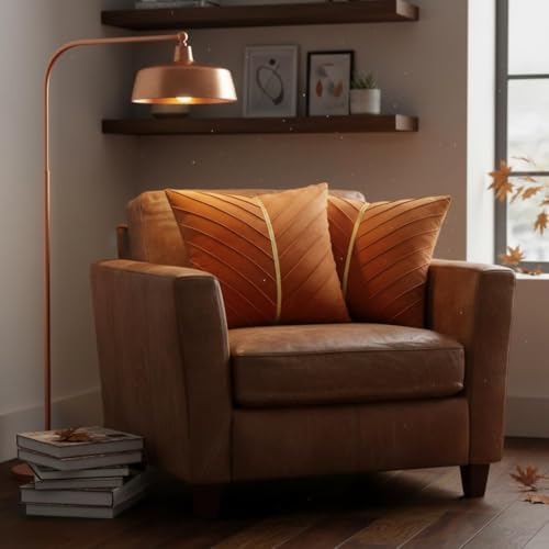 Velvet Throw Pillow Covers 24x24 Pack of 2 Gold Decor Burnt Orange