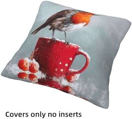 Winter Bird Throw Pillow Covers Set of 4 Decorative Soft Double Sided Print Pillow Case Farmhouse Home Decor for Living Room Sofa Couch 18x18