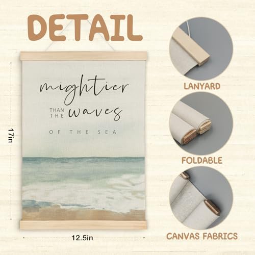 SereneHanctuary Christian East Coast Wall Art, Bible Verses Wall Decor, Inspirational Coastal Beach Poster Hanger Frame for Church Home Bedroom Living Room Decor, 12x16 Inches Set of 2
