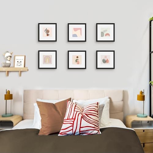 Picrit 8x8 Picture Frame Set of 12, Modern Gallery Wall Frames, Black