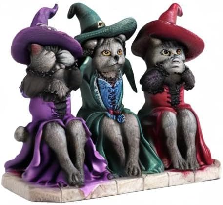 Veronese Design 4 7/8 Inch See No Evil Hear No Evil Speak No Evil Witch Cats Resin Animal Collectible Figurine