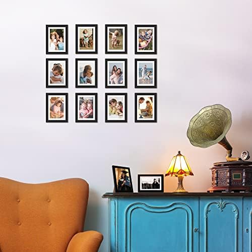 upsimples 5x7 Picture Frame, Gallery Glass Photo Frames Set of 3, Black