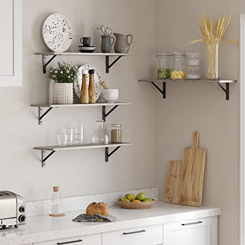 DINZI LVJ Wall Shelves, 23.6" Long Floating Shelves with Metal Brackets