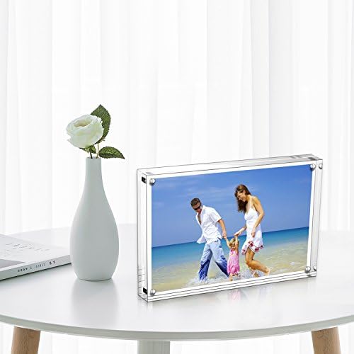 AMEITECH Acrylic Photo Frames,3.5x5'' Double Sided Magnetic Picture Frame, Desktop Frameless Postcard Display