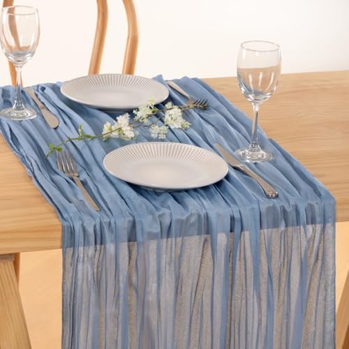 Dusty Blue Gauze Cheesecloth Table Runner 10ft Dinning Kitch Decor