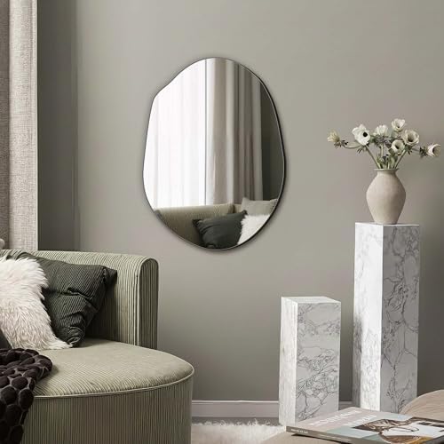 Delma Irregular Wall Mirror, 24"x18" | Compact Asymmetrical Cloud Shape, Frameless, Bathroom, Bedroom & Hallway, Modern Boho, Wall-Mounted
