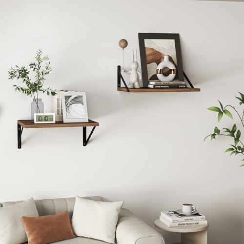 Heimlove 28W x 12D Deep Floating Shelves Set of 2 Walnut