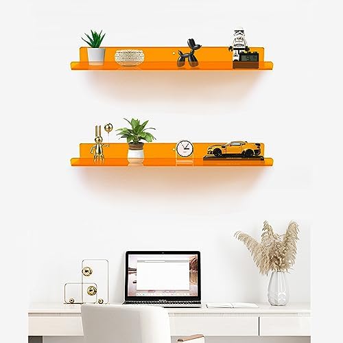 ROYALITA 2-Pack Acrylic Shelves Wall Mounted, 24 Inch Floating Shelves