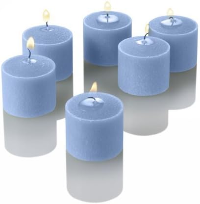 Set of 12 Richland Votive Candles Light Blue Unscented and 12 Clear Glass Eastland Votive Holders