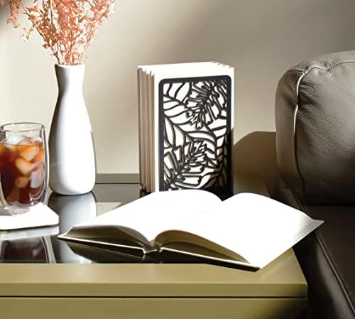 CNK Premium Metal Book Ends - Heavy Duty Book Stoppers for Home Office - Black