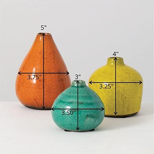 Sullivans Ceramic Vase Set- 3 Small Vases, Rustic Home Décor, Modern Farmhouses; Ideal Shelf Décor, Table Décor, Bookshelf, Mantle, Multicolored (CM2219)