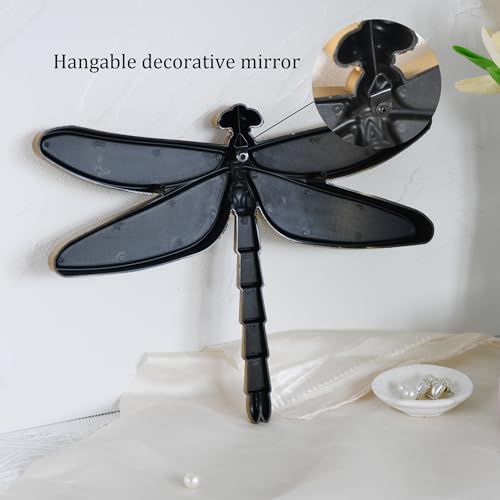 Decorative Dragonfly Wall Mirror, Plastic Frame with Mirrored Wings (12.4 x 9.3 inches) (Bronze)