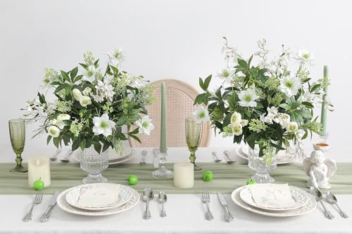 6 Pcs Artificial Greenery Stems, Realistic Faux Eucalyptus Branches Plants for Vase Decor, Wedding Centerpieces, Farmhouse Home Party Decor, Bendable Stems & No Fade (Green)