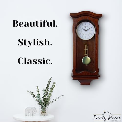 Pendulum Wall Clock, Hanging Wooden Grandfather Wall Clock, Quiet