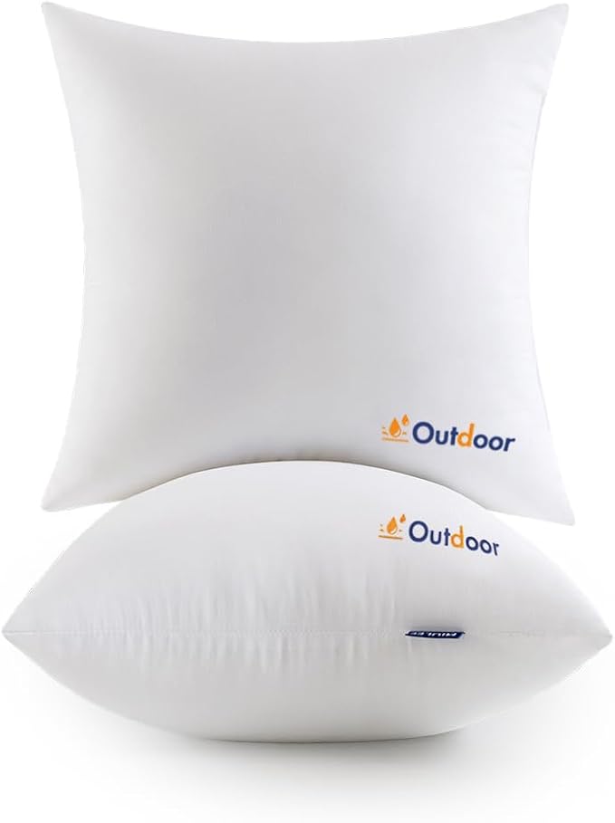 MIULEE Pack of 2 18x18 Inch Outdoor Waterproof Throw Pillow Inserts | Decorative Water-Resistant Pillow Cushion for Patio Garden