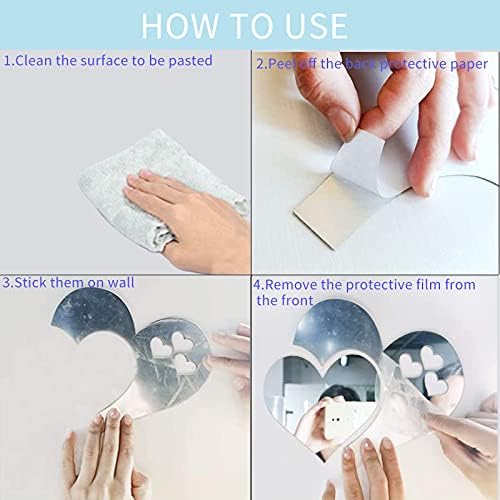 2 Pcs 3D Acrylic Mirror Wall Decor Stickers, Silver Feather Shaped Set DIY Self-Adhesive Wall Art Decals, Home Decorations for Home Living Room Bedroom Bathroom (12 x 49 Inches)