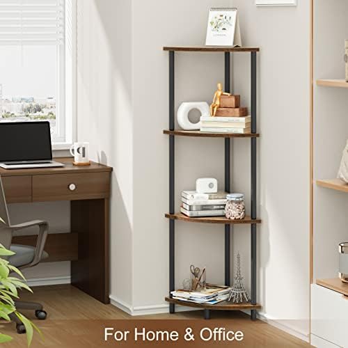 SRIWATANA 42.9" 4-Tier Corner Shelf Stand, Tall Standing Wood Display Unit