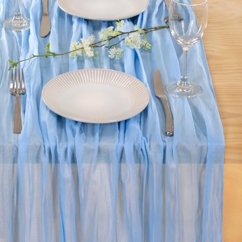 12 Pack Baby Blue Cheesecloth Table Runner 10ft Baby Shower Decor
