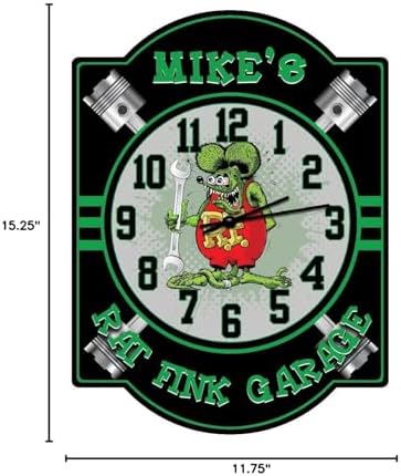 Rat Fink Green Garage Wall Clock Sign