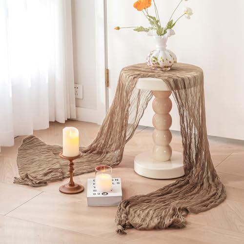Sioloc Nude Cheesecloth Table Runner Fall Autumn Decor for Home 10ft Table Cloth for Tea Wedding Birthday Party Baby Bridal Shower Halloween Thanksgiving