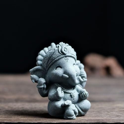 livelyfish Small Elephant Statue Sandstone Figurine Hindu Meditation Buddha Sculpture for Fish Tank Aquarium Decoration (A)
