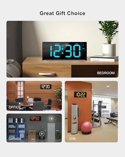 Large Digital Wall Clock 12", Digital Clock with Full Screen Display, 12 RGB Colors Changing Remote Control, DST, Wall Clock with Night Lights for Elderly Living Room Bedroom Office Gaming Room Decor