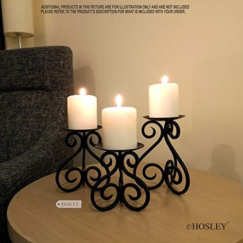 Hosley Illuminate in Style with Our Set of 3 Iron Candle LED Pillar Holders - Large 7 Inches, Medium 6 Inches, Small 5 Inches High for Versatile and Elegant Home Decor