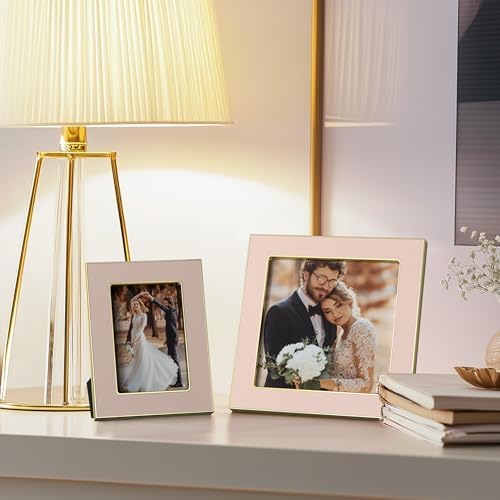 eletecpro 2.5x3.5 Enamel Picture Frame with Real Glass Cover, Pink, 1-Pack
