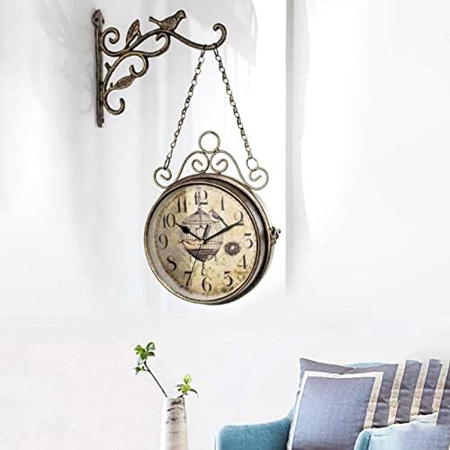 Retro Rust Wall Clock, 8" Double Sided Vintage Antique Hanging Clocks