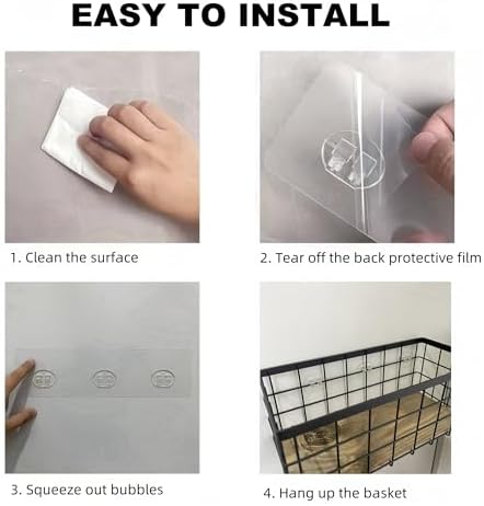TIEYIPIN Black Metal Wire Storage Baskets with Wood Bottoms, Bathroom Storage Organizer Basket Bins, Set of 2 - Includes 2 Bonus Adhesive Hooks for Easy Wall Mounting