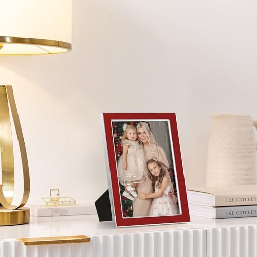 eletecpro 4x6 Enamel Picture Frame with Real Glass Cover, Red, 1-Pack
