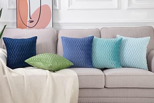 MADIZZ Set of 2 Super Soft Velvet Decorative Throw Pillow Covers 24x24 inch Royal Blue Square with Texture Luxury Style Cushion Case European Pillow Shell for Sofa Bedroom