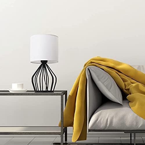HAITRAL Modern Bedside Table Lamp - Minimalist Small Lampblack/White