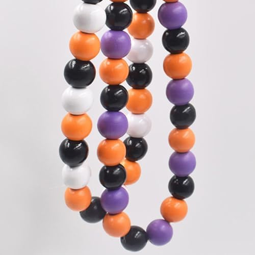 IMIKEYA Halloween Wooden Beads Garland: 2PCS Farmhouse Wood Bead Garland for Tiered Tray Farmhouse s Hanging Wood with Tassels Rustic s for Halloween Party Decor