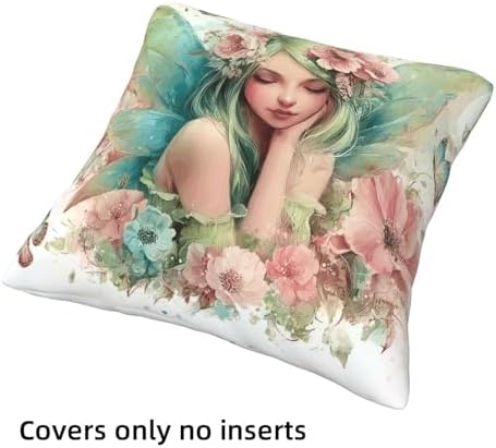 Fairy Throw Pillow Covers Set of 4 Decorative Soft Double Sided Print Pillow Case Farmhouse Home Decor for Living Room Sofa Couch 18x18