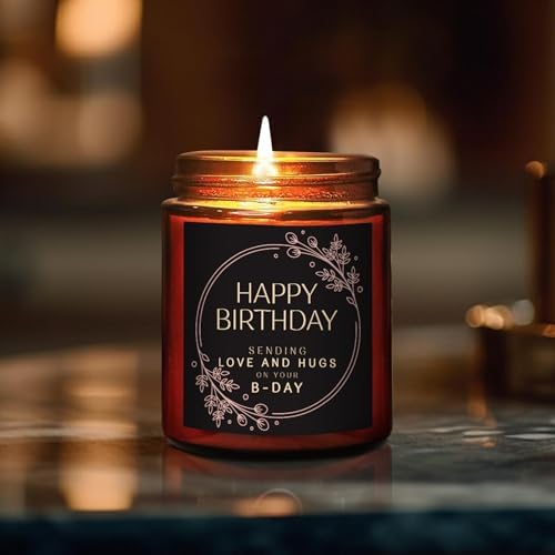Happy Birthday Gifts for Women Men - Sending Love Hugs Relaxing Birthday Candle for Mom Sister Girlfriend Bestie Daughter Aunt - Best Gift for Her - Cashmere Vanilla Scented Soy Jar Candle
