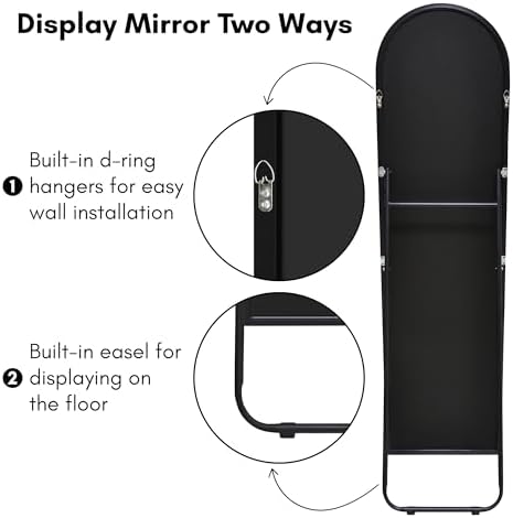 Americanflat 15x59 Arched Mirror with Stand- Large Hanging Mirrors with Durable Frame - Modern Mirror for Bathroom, Bedroom, Living Room - Mirrors for Wall Display and Home Decor - Black