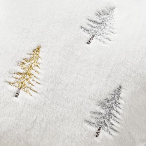 MIULEE Christmas Decorative Faux Fur Pillow Covers 20x20 Inch White Gold