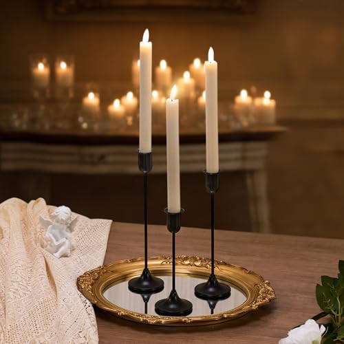 Black Taper Candle Holder 6 PCS, Vintage Candle Stick Candlestick Holders
