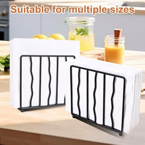 Modern Standing Napkin Holder for table, Black Metal, Tabletop Paper Napkin Dispenser for Coffee Filter Holder Kitchen, Dining Room, Outdoor.