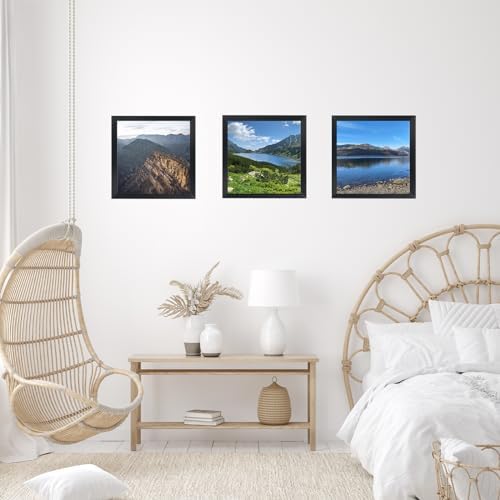 7x7 Picture Frame Set of 6 Black for Wall Hanging or Tabletop, Wall Mounting Horizontally or Vertically, 7 x 7 Square Wall Gallery Poster Photo Frame with Shatter Resistant Plexiglass, 6 Pack, Black