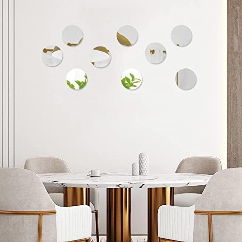 10 Pack 4 inch Acrylic Round Mirror Tiles Sheets, 0.06 inch Thick | Small Circle Wall Mirror with Tapes, Plastic Mirror Stickers for Wall, Home Decor, Crafts, Round Mirror Tray for Centerpieces