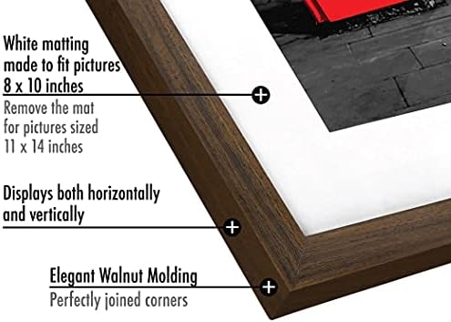 Americanflat 11x14 Picture Frame 2-Pack - Matted to 8x10 - Walnut